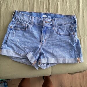 Jean shorts, they’re stretchy and very comfortable for women.